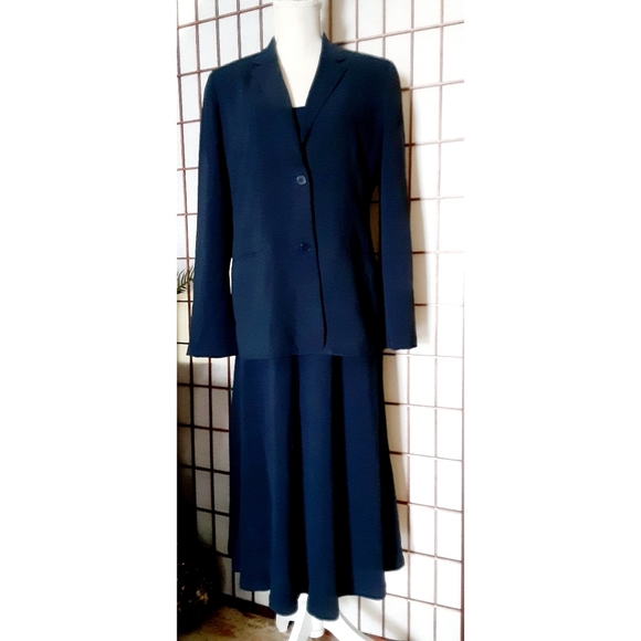 Lauren Ralph Lauren Women's Triacetate   Jacket and Dress Set - Navy Blue/Green - Picture 4 of 16